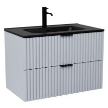 HD Ravello Fume Grey 80 fali mosdószekrény matt fekete fogantyúkkal és matt fekete slim mosdóval