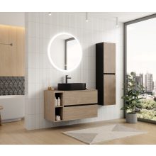 HD Zyra+ Black-Oak 100 fali mosdószekrény oak mosdópulttal és kiegészítő oak fali modullal