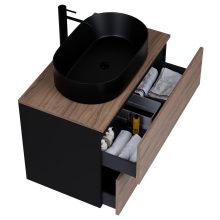 HD Zyra Black-Oak 80 fali mosdószekrény oak mosdópulttal