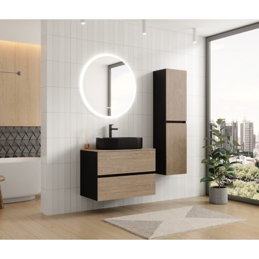 HD Zyra Black-Oak 80 fali mosdószekrény oak mosdópulttal