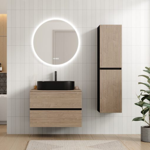 HD Zyra Black-Oak 80 fali mosdószekrény oak mosdópulttal