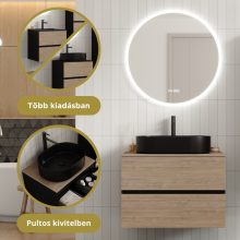 HD Zyra Black-Oak 80 fali mosdószekrény oak mosdópulttal