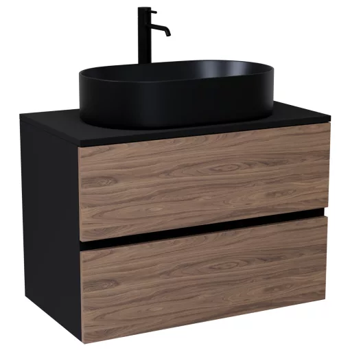 HD Zyra Black-Oak 80 fali mosdószekrény fekete mosdópulttal