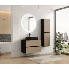 HD Zyra Black-Oak 80 fali mosdószekrény fekete mosdópulttal