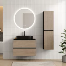 HD Zyra Black-Oak 80 fali mosdószekrény fekete mosdópulttal