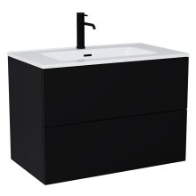 HD Aria Pro Black 80 fali mosdószekrény, push-to-open mechanizmussal, fényes fehér slim mosdóval