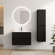 HD Aria Black 80 fali mosdószekrény fényes fehér slim mosdóval