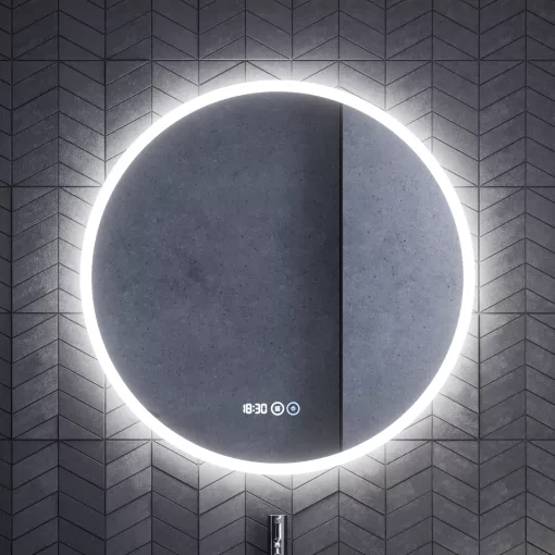 HD Aria Black 80 komplett fürdőszoba bútor szett fali mosdószekrénnyel, matt fekete slim mosdóval, tükörrel és magasszekrénnyel