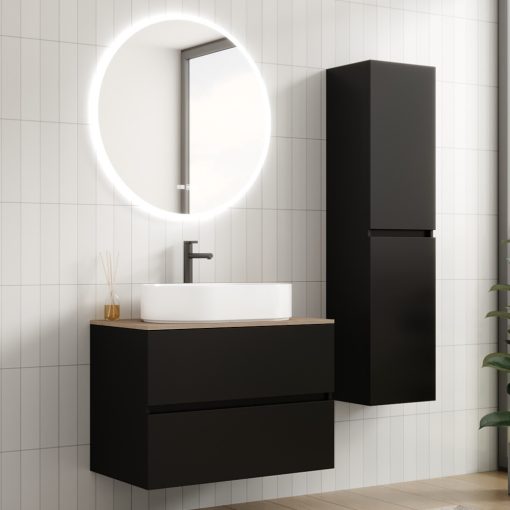 HD Zyra Black 80 fali mosdószekrény tölgyfa színű mosdópulttal