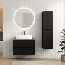 HD Zyra Black 80 fali mosdószekrény tölgyfa színű mosdópulttal