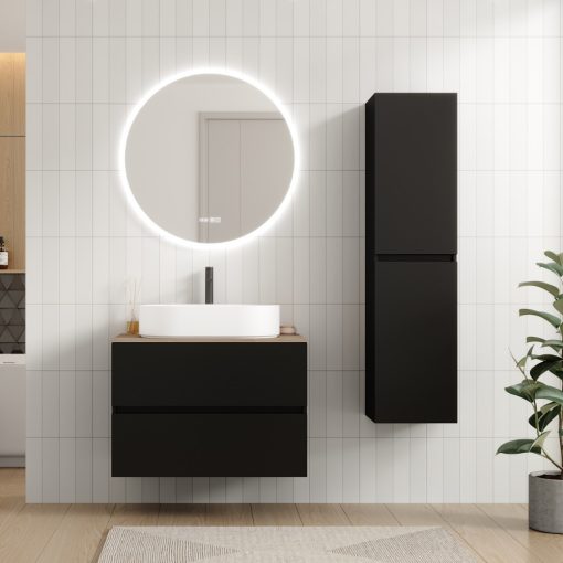 HD Zyra Black 80 fali mosdószekrény tölgyfa színű mosdópulttal