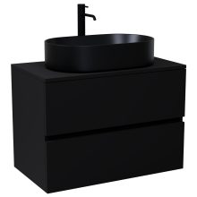 HD Zyra Black 80 komplett fürdőszoba bútor szett fali mosdószekrénnyel, fekete mosdópulttal, tükörrel és magasszekrénnyel