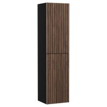 HD Rapallo Pro Black-Oak 80 komplett fürdőszoba bútor szett fali push-to-open mosdószekrénnyel, fekete mosdópulttal, tükörrel és magasszekrénnyel