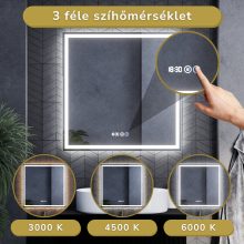 HD Rapallo Pro Black-Oak 80 komplett fürdőszoba bútor szett fali push-to-open mosdószekrénnyel, fekete mosdópulttal, tükörrel és magasszekrénnyel