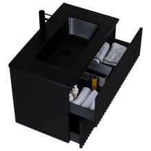 HD Ravello Pro Matt Black 80 fali mosdószekrény, push-to-open mechanizmussal, matt fekete slim mosdóval