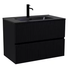 HD Torino Matt Black 80 fali mosdószekrény matt fekete slim mosdóval