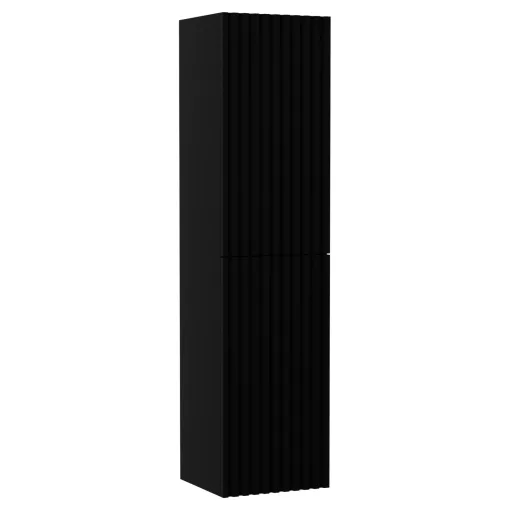 HD Ravello Pro Matt Black 80 komplett fürdőszoba bútor szett fali push-to-open mosdószekrénnyel, matt fekete slim mosdóval, tükörrel és magasszekrénnyel