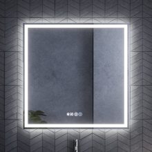 HD Rapallo Matt Black 80 komplett fürdőszoba bútor szett fali mosdószekrénnyel, szálcsiszolt arany fogantyúval, tölgyfa színű mosdópulttal, tükörrel és magasszekrénnyel