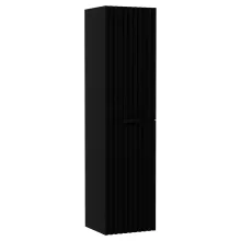 HD Ravello Matt Black 80 komplett fürdőszoba bútor szett fali mosdószekrénnyel, matt fekete fogantyúkkal, fényes fehér slim mosdóval, tükörrel és magasszekrénnyel
