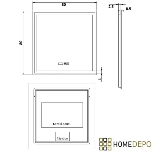 HD Ravello Matt Black 80 komplett fürdőszoba bútor szett fali mosdószekrénnyel, matt fekete fogantyúkkal, fényes fehér slim mosdóval, tükörrel és magasszekrénnyel