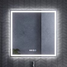 HD Cremona Black-Oak 80 komplett fürdőszoba bútor szett fali mosdószekrénnyel, fényes króm fogantyúkkal, fényes fehér slim mosdóval, tükörrel és magasszekrénnyel