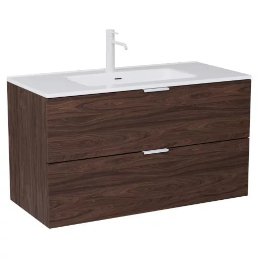 HD Palermo Matt Hazel 100 fali mosdószekrény matt fehér fogantyúkkal