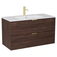 HD Palermo Matt Hazel 100 fali mosdószekrény szálcsiszolt arany fogantyúkkal