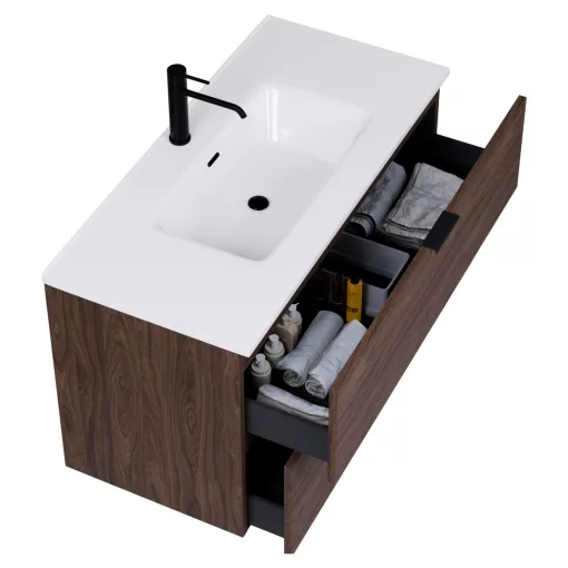 HD Palermo Matt Hazel 100/120 fali mosdószekrény matt fekete fogantyúkkal