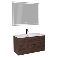 HD Palermo Matt Hazel 100/120 komplett fürdőszoba bútor fali mosdószekrénnyel, matt fekete fogantyúkkal és tükörrel