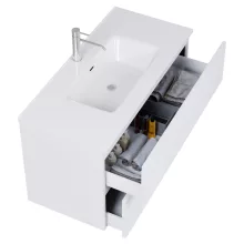 HD Aria Pro Silk Matt White 100 fali mosdószekrény, push-to-open mechanizmussal