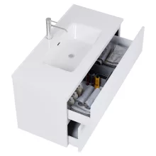 HD Aria Pro Silk Matt White 100 fali mosdószekrény, push-to-open mechanizmussal