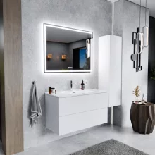 HD Aria Pro Silk Matt White 100 fali mosdószekrény, push-to-open mechanizmussal