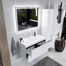 HD Aria Pro Silk Matt White 100 fali mosdószekrény, push-to-open mechanizmussal