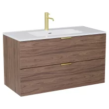 HD Palermo Oak 100 fali mosdószekrény szálcsiszolt arany fogantyúkkal