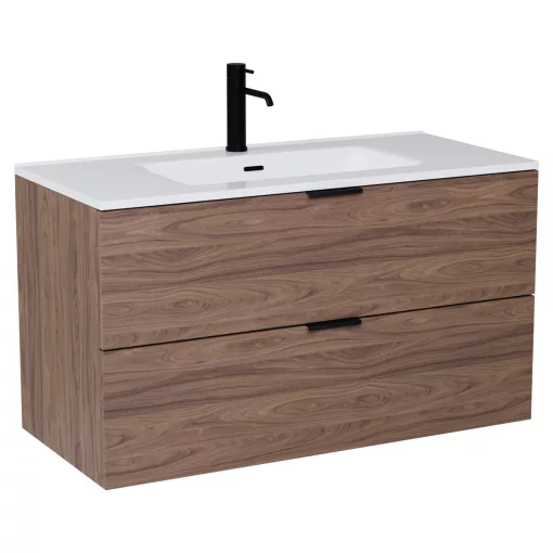 HD Palermo Oak 100/120 fali mosdószekrény matt fekete fogantyúkkal