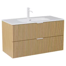 HD Parma Hickory 100 fali mosdószekrény matt fehér fogantyúkkal