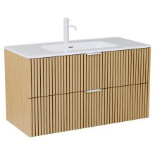 HD Parma Hickory 100 komplett fürdőszoba bútor fali mosdószekrénnyel, matt fehér fogantyúkkal és tükörrel