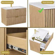 HD Parma Hickory 100 fali mosdószekrény szálcsiszolt arany fogantyúkkal