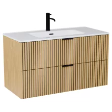 HD Parma Hickory 100/120 fali mosdószekrény matt fekete fogantyúkkal