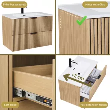 HD Parma Hickory 100/120 fali mosdószekrény matt fekete fogantyúkkal