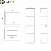 HD Parma Hickory 100 komplett fürdőszoba bútor szett fali mosdószekrénnyel, matt fekete fogantyúkkal, tükörrel és magasszekrénnyel