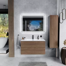 HD Aria Pro Black-Oak 100 fali mosdószekrény, push-to-open mechanizmussal