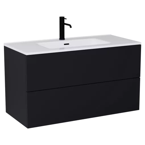 HD Aria Pro Black 100 fali mosdószekrény, push-to-open mechanizmussal