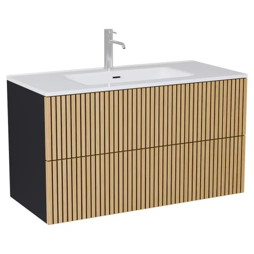 HD Parma Pro Matt Black 100 fali mosdószekrény, push-to-open mechanizmussal