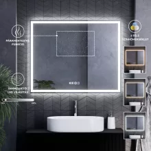 HD Parma Pro Matt Black 100 komplett fürdőszoba bútor szett fali push-to-open mosdószekrénnyel, tükörrel és magasszekrénnyel