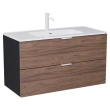 HD Palermo Black-Oak 100 fali mosdószekrény matt fehér fogantyúkkal