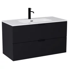   HD Palermo Matt Black 100/120 fali mosdószekrény matt fekete fogantyúkkal