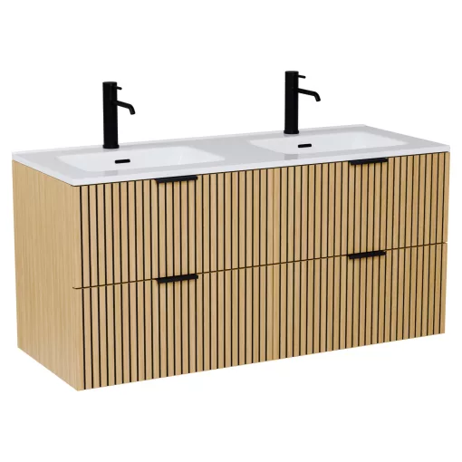 HD Parma Hickory 120 fali mosdószekrény matt fekete fogantyúkkal