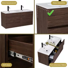 HD Aria Pro Matt Hazel 120 fali mosdószekrény, push-to-open mechanizmussal