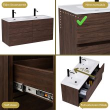 HD Aria Pro Matt Hazel 120 komplett fürdőszoba bútor fali push-to-open mosdószekrénnyel és tükörrel